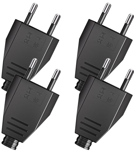 4 enchufes europeos planos, enchufe Schuko Flac-h (220 V, 2,5 A), plano europeo, enchufe Schuko plano, enchufe decorativo (negro)