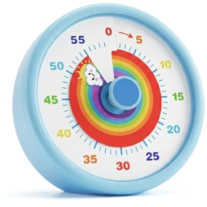 SIMQELLI Minuteur Visuel Enfant 60 Minutes - Timer Analogique Silencieux avec Arc-en-Ciel - Gestion du Temps pour TDAH, Devoirs et École (Bleu)