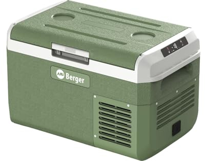 BERGER EPL Kompressor Kühlbox Elektrisch - Kühlbox Auto 12V/24V/230V mit Tiefkühlfunktion bis -20°C, tragbare Campingkühlbox mit Display & Batterieschutz für Auto, Wohnmobil, LKW & Reisen
