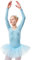 tanzmuster Kinder Ballett Tutu Romy - Langarm Ballettbody mit Tuturock und Glitzersteinen in hellblau, Größe:152/158