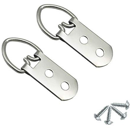 40 Pack D-Ring Steel Picture Hangers Heavy Duty with Screws Picture Frames Double Holes Clasp Picture Hang Solutions