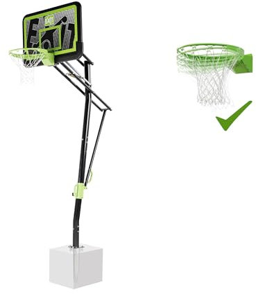 EXIT Toys Galaxy Black Edition Basketballkorb mit Dunkring zur Bodenmontage Outdoor - Inkl. Dunkring, Netz und Ständer - Korb in 5 Höhen verstellbar - für Kinder und Erwachsene - Stabil - Schwarz
