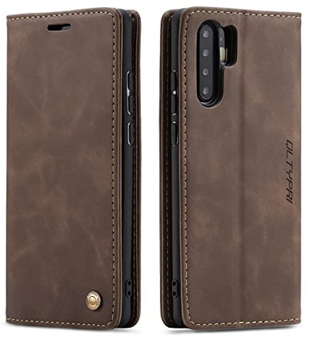 QLTYPRI Hülle für Huawei P30 Pro, Vintage Dünne Handyhülle mit Kartenfach Geldtasche Standfunktion PU Ledertasche TPU Bumper Flip Schutzhülle Kompatibel mit Huawei P30 Pro - Kaffee Braun