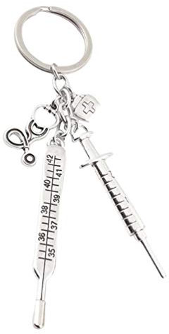 Amosfun porte-clés en métal ambulance médicale médecin infirmière mémorial porte-clés suspendu cadeau d'ornement pour hommes femmes