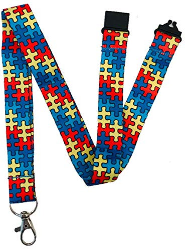 20mm Autism Awareness Jigsaw Puzzle Lanyard & Safety Breakaway