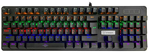 Woxter Stinger RX 900 K - Teclado mecánico con iluminación LED (Estructura Ligera en ABS, Micro Switch de Alta sensibilidad, Vida útil de más de 5000 Millones de pulsaciones), Color Negro