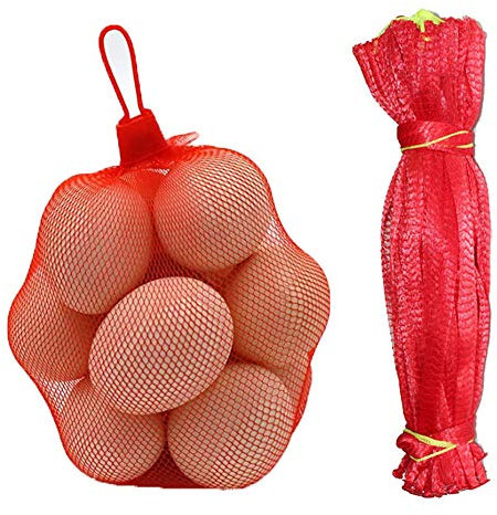 afdg Plastic Mesh Bag, 200 Pieces Reusable Mesh Fruit and Vegetable Packaging Mesh Bag for Eggs, Nuts, Grocery Stores, Fruit and Vegetable Planting Protection (Red)