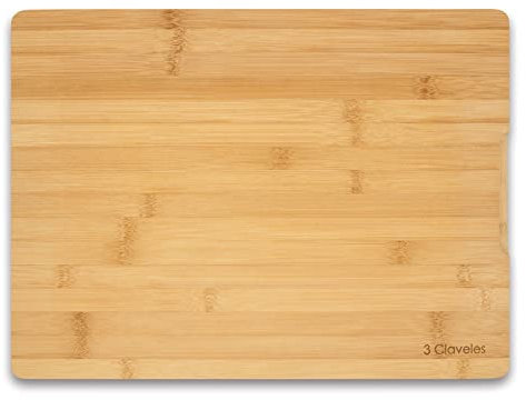3 Claveles - Tabla de Corte de Bambú 40 x 30 x 2cm, cortar y picar alimentoS
