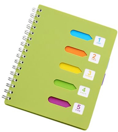 Tomaibaby A5 Spiralblock 6. 3X8. 2-Zoll-Notizblock Spiralförmiges Geschäftsnotizbuch mit Trennwand für Die Büroschule (A5 Grün)