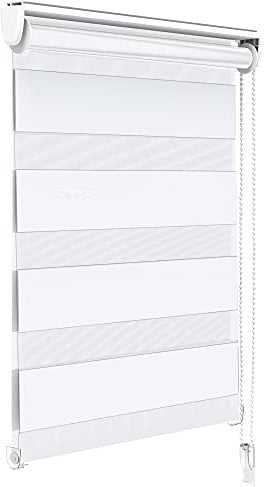 VOUNOT Doppelrollo klemmfix ohne Bohren, Duo Rollo Klemmrollo für Fenster und Tür, lichtdurchlässig & verdunkelnd Fensterrollo, 100x150cm, Weiß