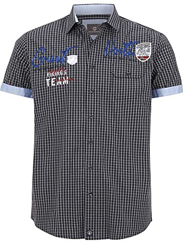 Jan Vanderstorm Herren Kurzarmhemd Ajule | Reine Baumwolle | Kariert | Gr. L-7xl dunkelblau, 7XL (XXXXXXXL) - 55/56