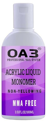 OA3 Acrylic Liquid Monomer – Professional Nail Art Formula for Strong, Smooth Acrylics – Fast-Drying, Low Odor – Non Yellowing – Salon-Quality (100 ml (Pack of 1))