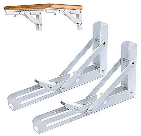 2 Stück Klappregalhalterungen, Metall Klappkonsolen, Stützen für Klappregale, Klapphalterungen für Wandregale, Dreieckige Klapphalterungen, für Tischplatten Klapptisch Wandtisch