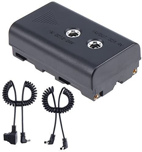 FOTGA Power Adapter NP-F Dummy Battery DC Coupler Replacement of NP-F960/750/770/970 with DC Input and DC Output to Power Camera Field Monitor LED Light, DSLR Mirrorless Camera (With DC & D-tap Cable)