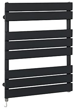 Milano Lustro 600W Black Flat Panel Electric Heated Towel Rail - 825mm x 600mm