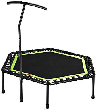 Faltbares Trampolin, Mini-Rebounder-Trampolin mit verstellbarem Griff, Trainingstrampolin für Indoor/Garten/Workout Cardio, Max. Belastung 330 lbs, Farbe: Schwarz & Grün