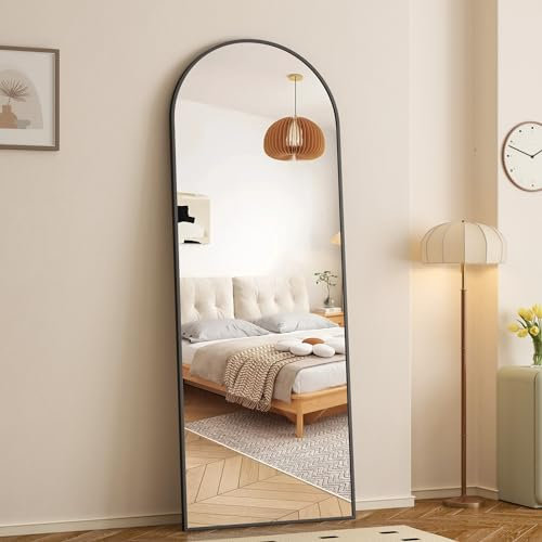 Goezes Schwarz Ganzkörperspiegel 50x150cm groß Spiegel Standspiegel Wandspiegel Rechteckiger Oval Metallrahmen Wandmontage Badspiegel für Ankleidezimmer, Schlafzimmer, Wohnzimmer, Badezimmer