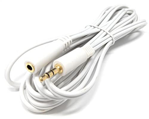 DRUT 3m 3.5mm to 3.5mm Stereo Audio Extension Cable Lead Male to Female Gold Connectors 10ft White