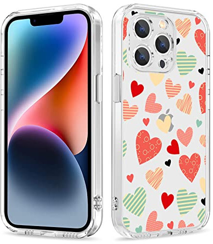 Galafu Case for iPhone 12 Pro Max, Clear TPU Silicone Slim Bumper Shockproof Protective Cover for Girls and Women, Cute Soft Anti-Scratch Cover for iPhone 12 Pro Max (6.7 inch), Colorful Love-1