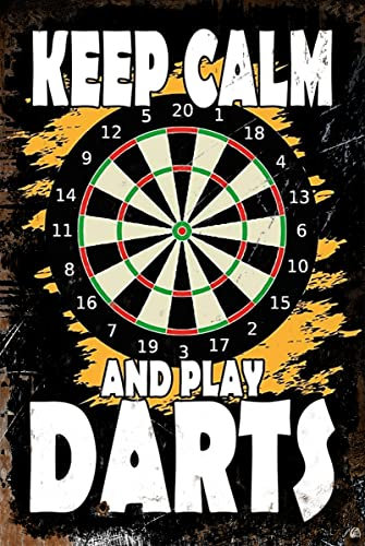 Keep Calm and Play Darts Aluminum Signs Funny Tin Sign Metal Art Poster Gift Home Cafe Bar Wall Decor Room Door Accessories 8X12