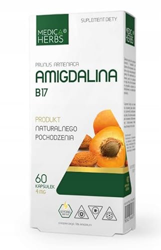 Medica Herbs - Amigdalin B17 - Aprikosenkern-Extrakt - Nahrungsergänzungsmittel mit Pflanzenextrakten - Laktosefrei - Glutenfrei - 60 Kapseln