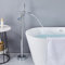 Mitigeur Cascade Baignoire Ilot Sur Pied Ouverte, Robinet Salle de Bain Baignoire Monotrou Rotation 360°,chrome