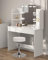 WOLTU Toeletta Trucco con Specchio, Luci LED Luminosità Regolabile, Sgabello Girevole, 108x40 cm, Tavolo da Trucco Bianco con 2 Cassetti e 4 Ripiani, in Legno, MB6106ws