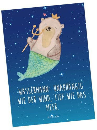 Mr. & Mrs. Panda Postkarte Wassermann Astrologie - Geschenk, Ansichtskarten, Geschenkkarte, Aszendent, Tierkreiszeichen, Geburtstagsgeschenk,