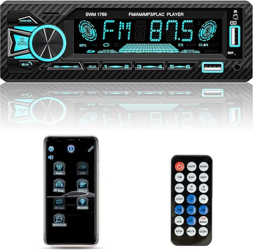 RDS Autoradio Bluetooth 5.1 vivavoce,1 DIN Auto Radio Stereo con Telecomando,Funzione AUX,Lettore MP3 e doppia porta USB,suono stereo AM FM,Display LCD,Localizzare e trovare auto,iOS e Android