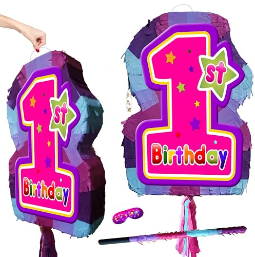 1. Geburtstag Nummer 1 Mädchen Party Pinata mit Stab