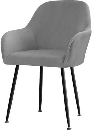 Highdi Stretch Stuhlbezug Stuhlhusse 1/2/4/6er Set,Samt Elastischer Stuhlbezug Stuhlhussen mit Armlehne Abnehmbare Stuhlbezug Schonbezug für Esszimmer Wohnzimmer Hochzeit Deko (grau,1 Stück)