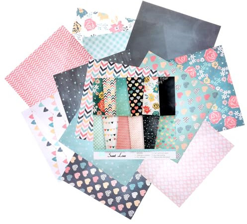 24 Blatt Bastelpapier Block 15 x 15 cm Dekorpapier Scrapbook Papier Einseitig 12 Muster für die DIY Kartenherstellung Hintergrund Dekoration Journaling Papier Supplies