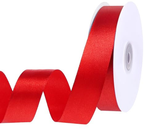 woric 45 m Schleifenband Rot, 25 mm Geschenkband Rot Geschenkband Breit Satinband Dekoband Rotes Band für Geschenkverpackung Geburtstag Hochzeit Deko
