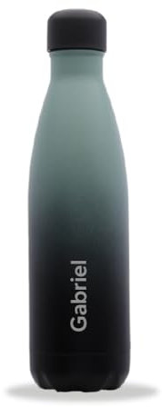 Qwetch - Bouteille Personnalisée Isotherme 500ml Graphite - Gourde Nomade Inox Recyclé - 24h Froid et 12h Chaud - Etanche, Sans BPA & Réutilisable (Kaki)