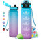 Gourde 1L, Gourde Sport, Étanche et Réutilisable, Bouteille d'eau 1 Litre avec Marqueur de Temps et Filtre, Bouteille pour Adulte, l'école, Cyclisme, Voyage, Camping, Fitness, Yoga, Bureau, Gym