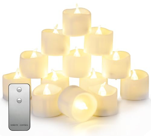Auemaniliy LED Teelicht, Fernbedienung Teelicht, elektrisch blinkende batteriebetriebene LED-Kerze 3,2 x 3,6 cm für Hochzeitsfeier Halloween Weihnachten Home Decor 24 Stück