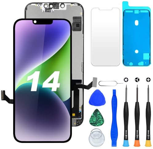 DIGI4U LCD für iPhone 14 Display Bildschirm Ersatz, 6,1 Full HD Auflösung und COF-Technologie Touchscreen Digitizer mit Reparaturset kompatibel mit iPhone 14 (A2882, A2649, A2881, A2884, A2883)