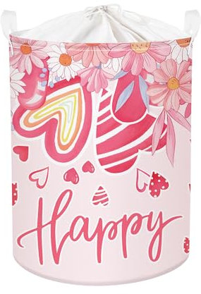 Clastyle Panier Rangement Femme Homme Saint-Valentin Corbeille à Linge Sale Cœur pour Vêtement Boite de Rangement Jouet pour Salle de Bain Chambre à Coucher, Fleur, 36 * 45 cm