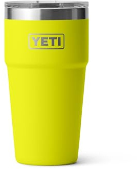 YETI Rambler 20 oz Stackable Tumbler, Stainless Steel, Vacuum Insulated with MagSlider Lid, Firefly Yellow