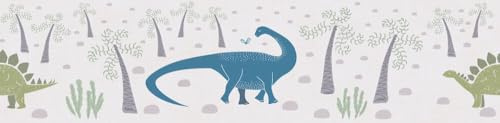 A.S. Création Lilly & Luis Wallpaper Border Dinosaur in Blue, Multicolour, Green – 5,00 x 0,13 m Wallpaper for Kids – 771411