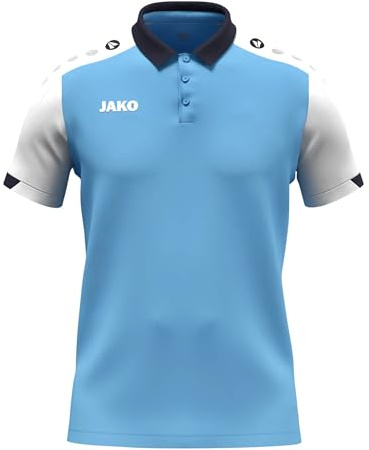 JAKO Unisex Poloshirt Dynamic, SkyBlue/weiß/Marine, L