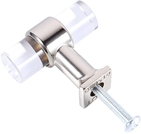 Angoily 6Stücke Transparente Acryl Möbelgriffe Einloch Bar Schrank Und Schubladengriffe Für Küchen Und Möbel Modernes Design Silberne Basis