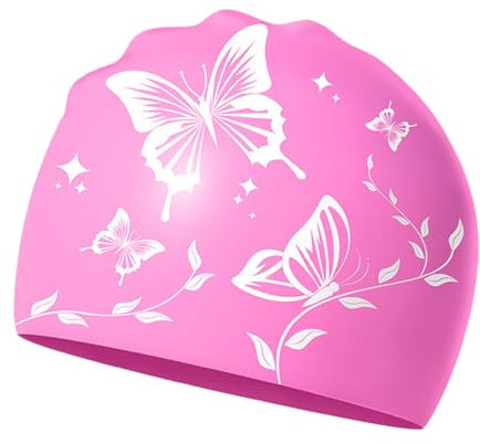 Culinavog Cuffia Nuoto, 1 Pezzi Cuffia Silicone Piscina Donna, Cuffie da Bagno in Silicone Antiscivolo per Adulti, Swimming Cap, Cuffie da Bagno Impermeabile per Donna, Bambina, Adulti (Rosa)
