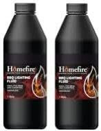 Homefiire BBQ Lighting Fluid 1L (Pack of 2) | Odourless & Quick Ignition | Safe Charcoal Starter for Barbecues & Fire Pits