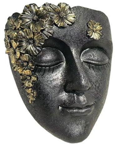 Colcolo Face Sculpture Wall Planter Ornament Creative Hanging Plant Pot Outdoor Tree Decoration for Outside Living Room Yard Garden, Black
