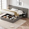 Zubaliya Lit 160x200 avec sommier à Lattes en Bois,lit Coffre 160x200 avec Deux Tables de Chevet et Espace de Stockage hydraulique,Cadre de lit 2 Personne,Lin, Gris