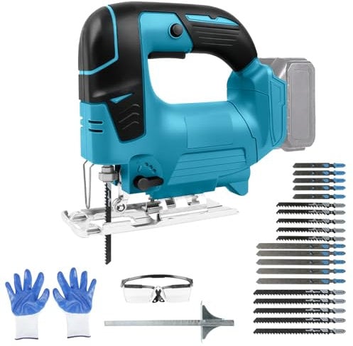 Cordless Jigsaw Replacement for Makita 18V Battery, Brushless Jig Saw with 20pcs Blades & Tool Free Blade Change, 45°Bevel Adjustment, 4 Orbital Settings, Ideal for Wood Plastic Metal