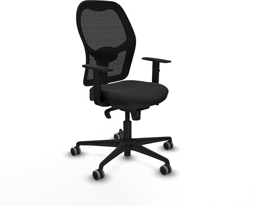 Piqueras y Crespo Chorquera Bürostuhl für 8 Stunden, mit fester Rückenlehne, Lendenwirbelstütze 1D, Synchronmechanik 5 Positionen, belastbar bis 120 kg, 1D-Armlehnen, transparent