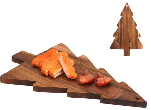 Hemobllo Weihnachtsbaum Charcuterie Brett Holz–38cm x 24cm Käse Schneidebrett, Servierplatte für Wurst Snacks Obst, Festliche Hölzerne Vorspeisentablett für Weihnachtsfeiertage & KüchenBuffet