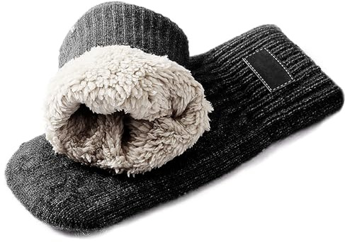 Faxianther Strickhandschuhe Herren Winterhandchuhe mit Fleecefutter Thermo Fäustlinge Handschuhe Winter Dicken Warme Weiche Fausthandschuhe Fingerlose-Handschuhe für Outdoor Sport Laufen Radfahren